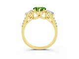 Yellow gold Three-Stone Heart Cut Peridot Ring with Pavé Band and Prong Setting_15