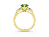 Yellow gold Three-Stone Heart Cut Peridot Ring with Pear Side Stones and Four-Prong Setting_3