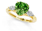 Yellow gold Three-Stone Heart Cut Peridot Ring with Pear  Side Stones in Four-Prong Setting_13