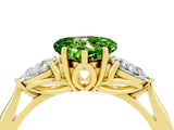 Yellow gold Three-Stone Heart Cut Peridot Ring with Pear  Side Stones in Four-Prong Setting_16
