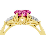 Yellow gold Three-Stone Heart Cut Pink Sapphire Ring with Pear  Side Stones in Four-Prong Setting_16