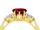 Yellow gold Three-Stone Heart Cut Ruby Ring with Pear  Side Stones in Four-Prong Setting_16