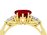 Yellow gold Three-Stone Heart Cut Ruby Ring with Pear  Side Stones in Four-Prong Setting_40