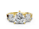 Yellow gold Three-Stone Heart Cut Solitaire Ring with Prong Setting_3