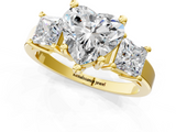 Yellow gold Three-Stone Heart Cut Solitaire Ring with Prong Setting_4