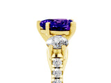 Yellow gold Three-Stone Heart Cut Tanzanite Pavé Band with Four-Prong Setting_5