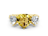 Yellow gold Three-Stone Heart Cut Yellow Sapphire Braided Band Ring with Four-Prong Setting_36