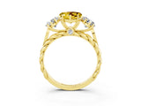Yellow gold Three-Stone Heart Cut Yellow Sapphire Braided Band Ring with Four-Prong Setting_39