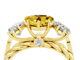 Yellow gold Three-Stone Heart Cut Yellow Sapphire Braided Band Ring with Four-Prong Setting_40