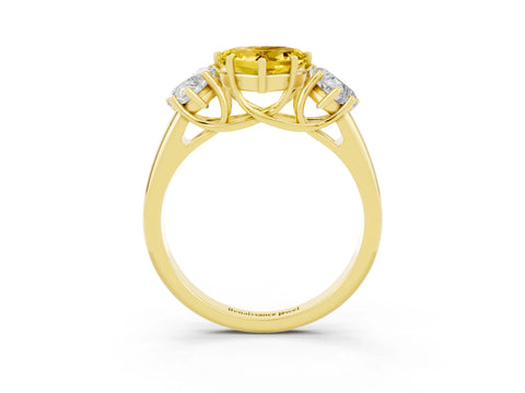 Yellow gold Three-Stone Heart Cut Yellow Sapphire Engagement Ring with Prong Setting_3