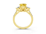 Yellow gold Three-Stone Heart Cut Yellow Sapphire Pavé Band with Four-Prong Setting_27