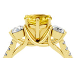 Yellow gold Three-Stone Heart Cut Yellow Sapphire Pavé Band with Four-Prong Setting_28