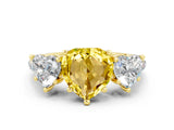Yellow gold Three-Stone Heart Cut Yellow Sapphire Ring with Pavé Band and Prong Setting_36