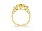Yellow gold Three-Stone Heart Cut Yellow Sapphire Ring with Pavé Band and Prong Setting_39