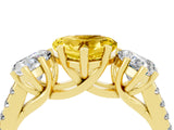 Yellow gold Three-Stone Heart Cut Yellow Sapphire Ring with Pavé Band and Prong Setting_40