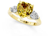 Yellow gold Three-Stone Heart Cut Yellow Sapphire Ring with Pear Side Stones and Four-Prong Setting_25