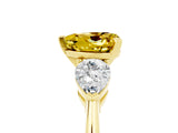 Yellow gold Three-Stone Heart Cut Yellow Sapphire Ring with Pear Side Stones and Four-Prong Setting_29