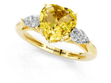 Yellow gold Three-Stone Heart Cut Yellow Sapphire Ring with Pear  Side Stones in Four-Prong Setting_13