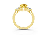 Yellow gold Three-Stone Heart Cut Yellow Sapphire Ring with Pear  Side Stones in Four-Prong Setting_15