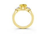 Yellow gold Three-Stone Heart Cut Yellow Sapphire Ring with Pear  Side Stones in Four-Prong Setting_39