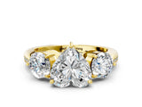 Yellow gold Three-Stone Heart Diamond Channel Set Engagement Ring with Prong Setting_15