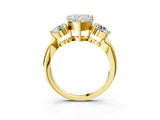Yellow gold Three-Stone Heart Diamond Channel Set Engagement Ring with Prong Setting_18