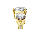 Yellow gold Three-Stone Heart Diamond Channel Set Engagement Ring with Prong Setting_20
