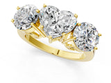 Yellow gold Three-Stone Heart Diamond Engagement Ring with Prong Setting on a Classic Band_12