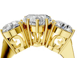 Yellow gold Three-Stone Heart Diamond Engagement Ring with Prong Setting on a Classic Band_15