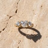Yellow gold Three-Stone Heart Diamond Engagement Ring with Prong Setting on a Classic Band_6