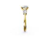 Yellow gold Three-Stone Heart Diamond Ring with Pear Side Stones in Four-Prong Setting_63