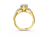 Yellow gold Three-Stone Heart Diamond Ring with Pear Side Stones in Four-Prong Setting_64
