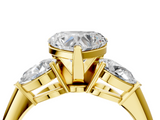 Yellow gold Three-Stone Heart Diamond Ring with Pear Side Stones in Four-Prong Setting_65