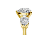 Yellow gold Three-Stone Heart Diamond Ring with Pear Side Stones in Four-Prong Setting_66