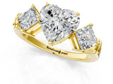 Yellow gold Three-Stone Heart and Princess Cut Diamond Ring with Channel Band and Four-Prong Setting_17