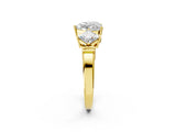 Yellow gold Three-Stone Heart and Princess Cut Diamond Ring with Channel Band and Four-Prong Setting_18