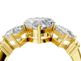 Yellow gold Three-Stone Heart and Princess Cut Diamond Ring with Channel Band and Four-Prong Setting_20