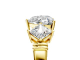 Yellow gold Three-Stone Heart and Princess Cut Diamond Ring with Channel Band and Four-Prong Setting_21