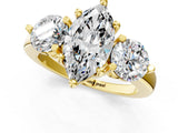 Yellow gold Three-Stone Marquise Brilliant Cut Solitaire Ring with Prong Setting on a Classic Band 1