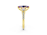 Yellow gold Three-Stone Marquise Cut Amethyst Pavé Band with Four-Prong Setting_2