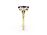 Yellow gold Three-Stone Marquise Cut Amethyst Ring with Pavé Band and Prong Setting_14