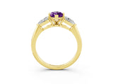 Yellow gold Three-Stone Marquise Cut Amethyst Ring with Pear Side Stones and Four-Prong Setting_3