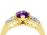 Yellow gold Three-Stone Marquise Cut Amethyst Ring with Pear Side Stones and Four-Prong Setting_4