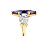 Yellow gold Three-Stone Marquise Cut Amethyst Ring with Pear Side Stones and Four-Prong Setting_5