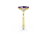 Yellow gold Three-Stone Marquise Cut Amethyst Ring with Pear  Side Stones in Four-Prong Setting_14
