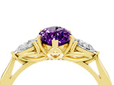 Yellow gold Three-Stone Marquise Cut Amethyst Ring with Pear  Side Stones in Four-Prong Setting_16
