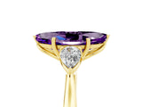 Yellow gold Three-Stone Marquise Cut Amethyst Ring with Pear  Side Stones in Four-Prong Setting_17