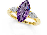 Yellow gold Three-Stone Marquise Cut Amethyst Ring with Pear  Side Stones in Four-Prong Setting_37