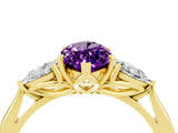 Yellow gold Three-Stone Marquise Cut Amethyst Ring with Pear  Side Stones in Four-Prong Setting_40