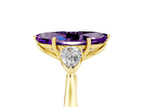 Yellow gold Three-Stone Marquise Cut Amethyst Ring with Pear  Side Stones in Four-Prong Setting_41